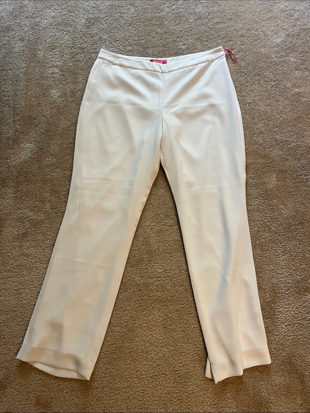 Catherine Malandrino Cream Straight-Leg Trousers with Ankle Slit
